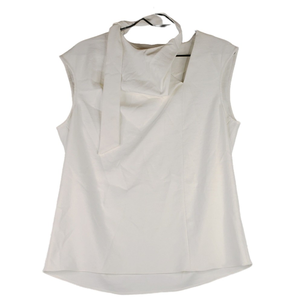 Tibi Top Womens 6 Cream Halter Art to Wear Career Thick Knit Sleeveless Office
